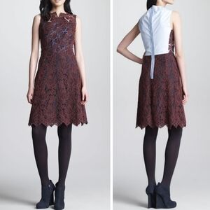 Carven Oxford-Back Lace Dress, Bordeaux
